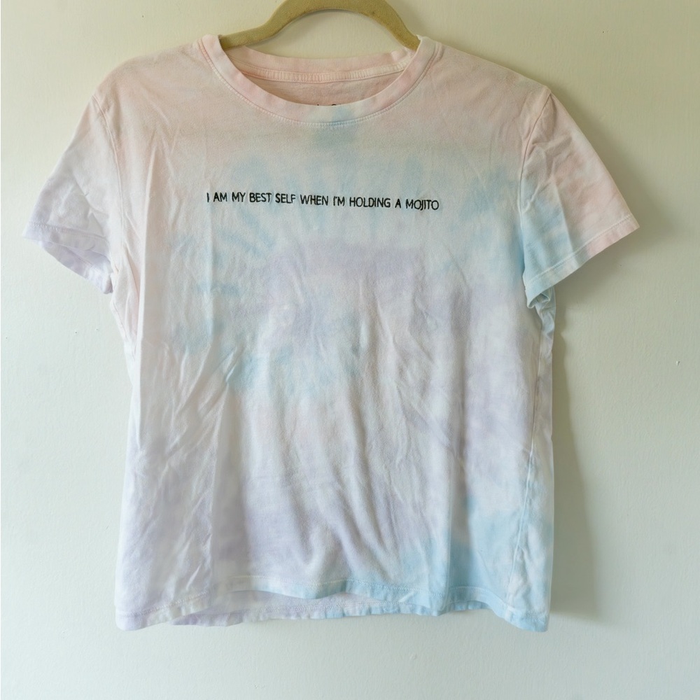 Pastel Tie dye tshirt - I am my best self when I’m holding a mojito